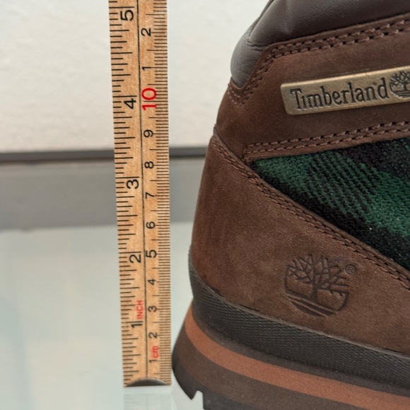 TIMBERLAND Women’s Euro Hiker Brown Leather/Suede & Plaid print Boots Size 8 - Picture 3 of 12